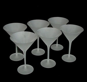 6 verres à cocktail en petit cristal dépoli 