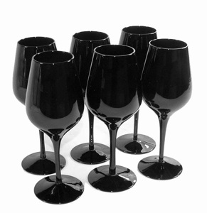 6 VERRES  A VINS ROUGE ET BLANC EXQUISIT 350 NOIR 