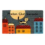 PAILLASSON COCO/PVC DERRIERE LA PORTE "CHAT-LEUREUSE"