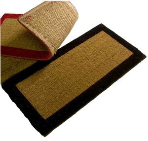 TAPIS BROSSE COCO NATUREL EXTRA TISSE BORDE MARRON 40x80cm 