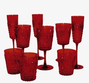 6 VERRES BAROQUES  ROUGE