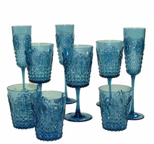 6 VERRES BAROQUES  TURQUOISE
