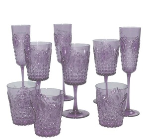6 VERRES BAROQUES VIOLET
