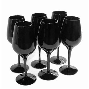 6 VERRES  A VINS ROUGE ET BLANC EXQUISIT 350 NOIR 