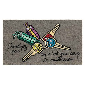 PAILLASSON COCO/PVC DERRIERE LA PORTE "CHERCHEZ PAS" 
