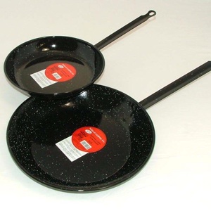 POÊLES ACIER EMAILLE VAELLO CAMPOS, 4 TAILLES 18, 24, 28, 32 CM