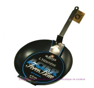POÊLE EN TÔLE D' ACIER FORCE BLUE DE BUYER  18 CM